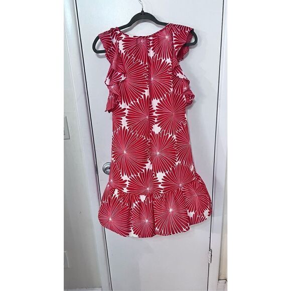 J. Crew Womens Floral Keyhole Ruffle Flutter Sleeve Shift Dress Red White XS NWT - Picture 7 of 10